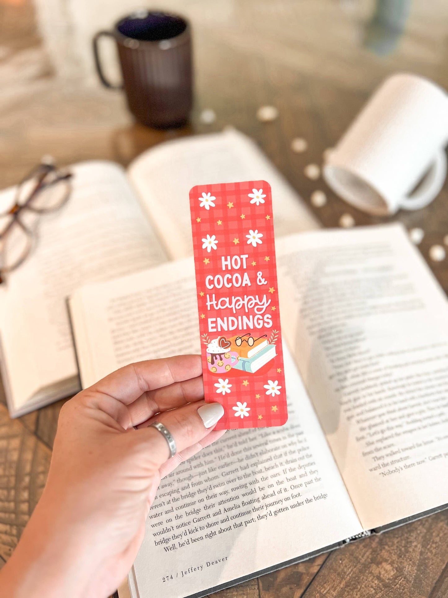 Santa Hot Chocolate Bookmarks, Christmas Bookmark