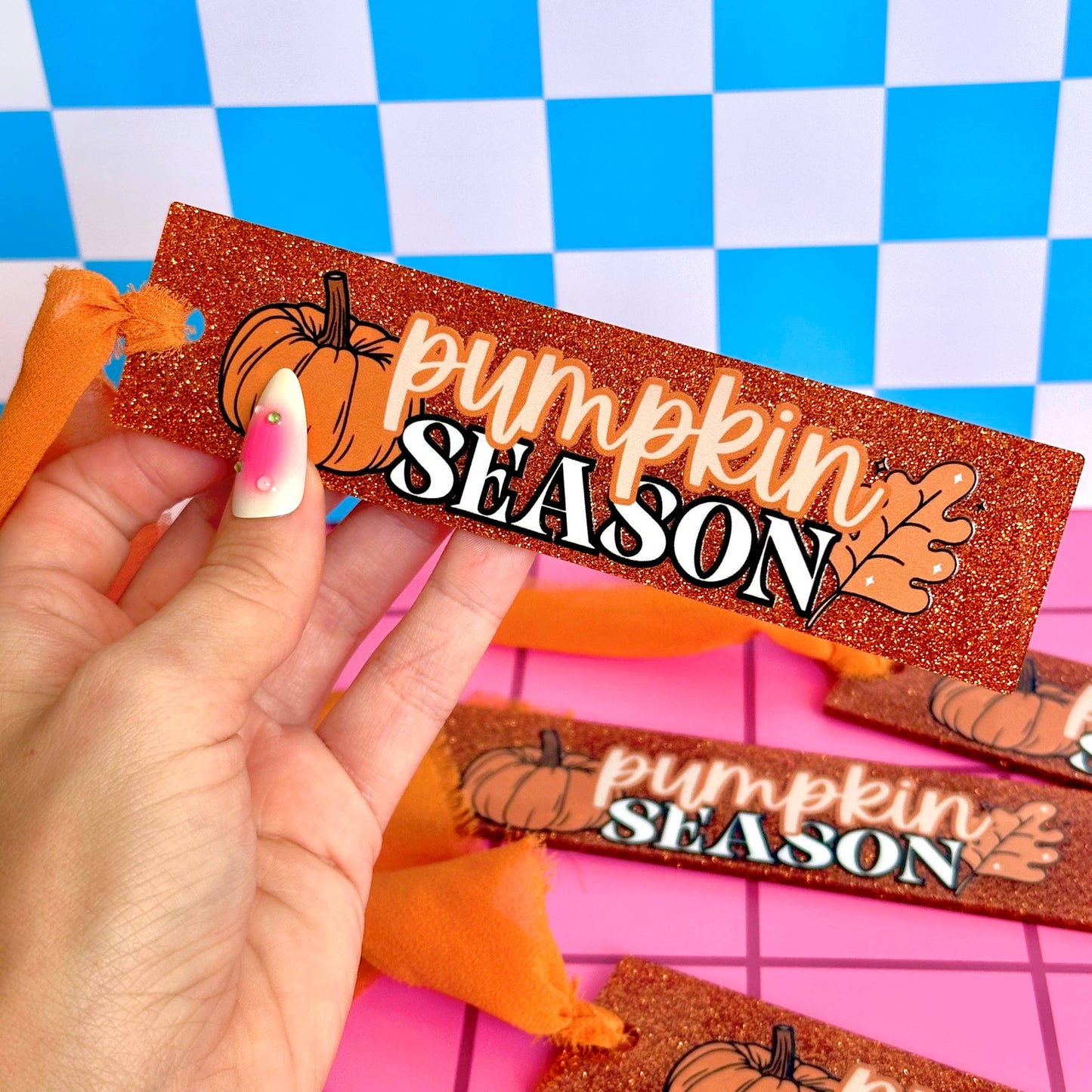 Funny Fall Autumn Bookish Books Glitter Acrylic Bookmark