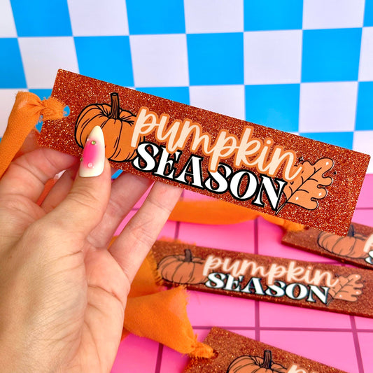 Funny Fall Autumn Bookish Books Glitter Acrylic Bookmark