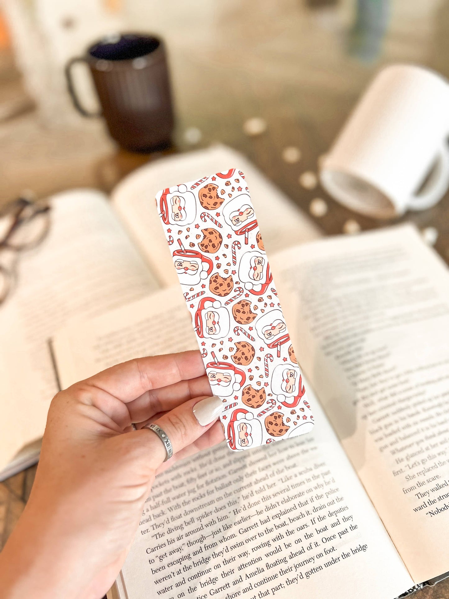 Santa Hot Chocolate Bookmarks, Christmas Bookmark