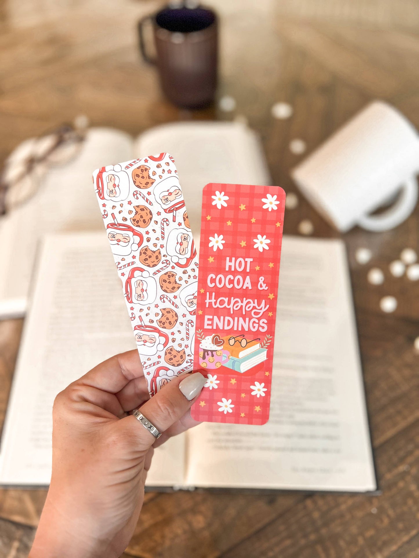Santa Hot Chocolate Bookmarks, Christmas Bookmark