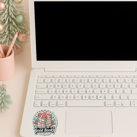 Wrapped Up in a Good Book Bookish Christmas Die Cut Sticker