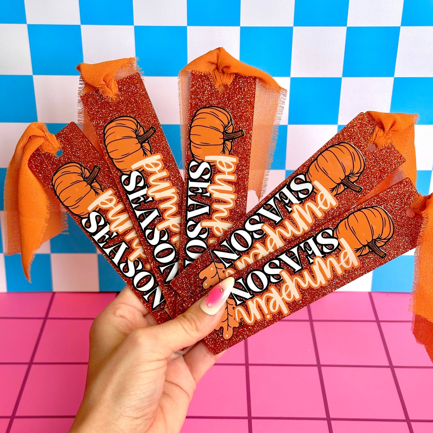 Funny Fall Autumn Bookish Books Glitter Acrylic Bookmark